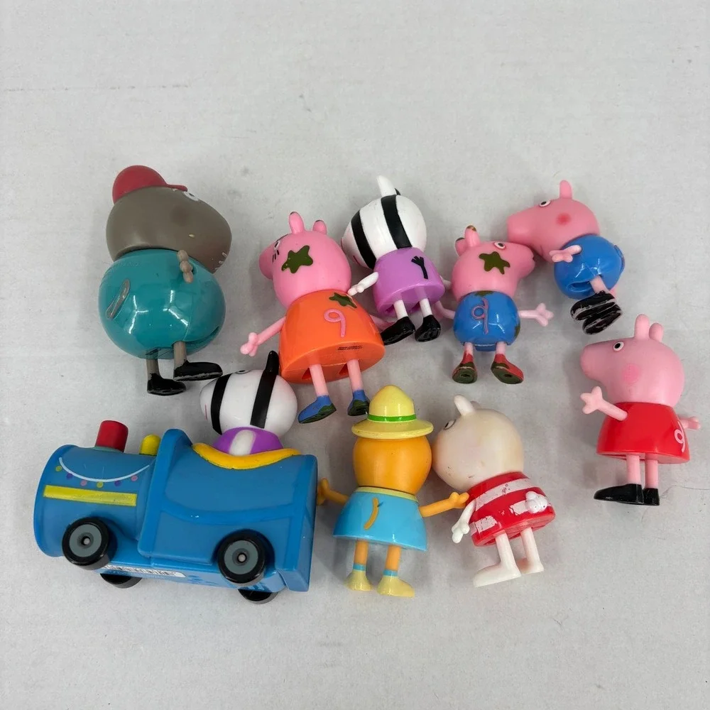 Peppa Pig Lot of 9 Action Figures Vehicle Mixed Replacements Cake Toppers Toys